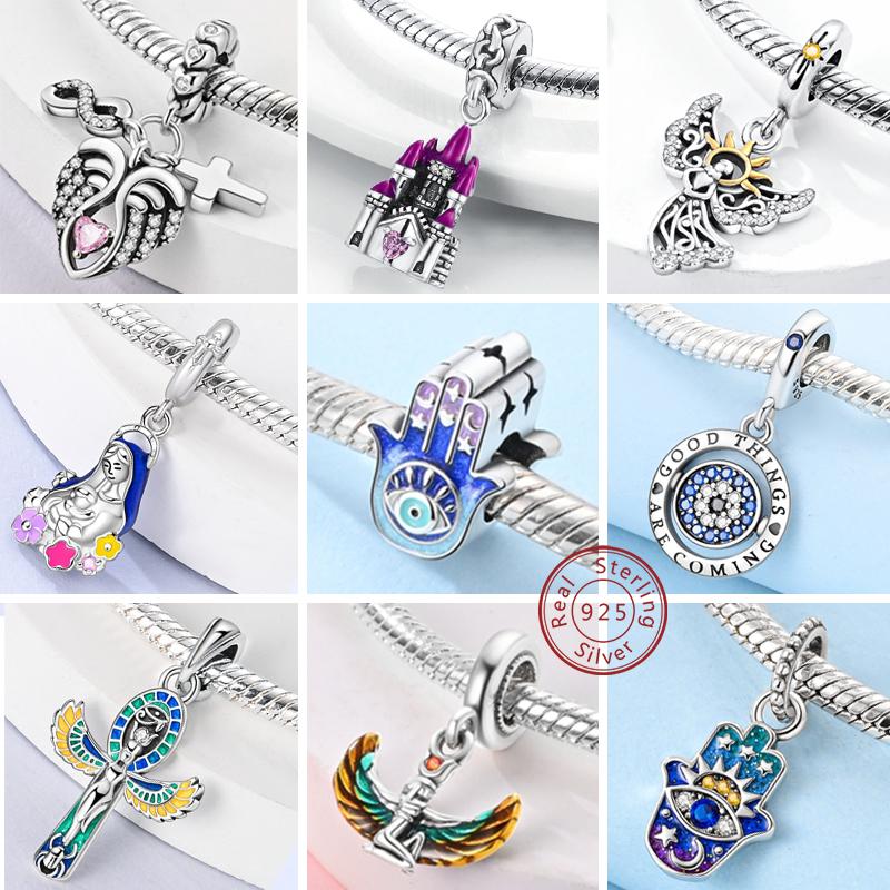 New 925 Silver Charms Beads Pendant Devil's Eye Blue Zircon Charms For Original Bracelet Charms DIY Jewelry Gift