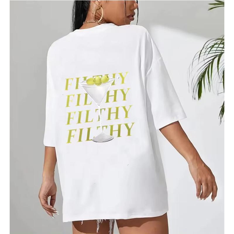 Filthy Martini Shirt Women Vintage Tops Introverted Book Club Retro T-Shirts Cute Aesthetic Booki