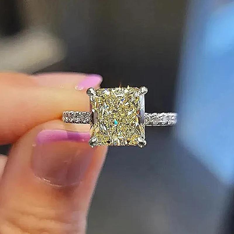 CAOSHI Versatile Luxury Rings for Women Bright Princess Yellow Cubic Zirconia Wedding Engagement Graceful Zircon Accessories