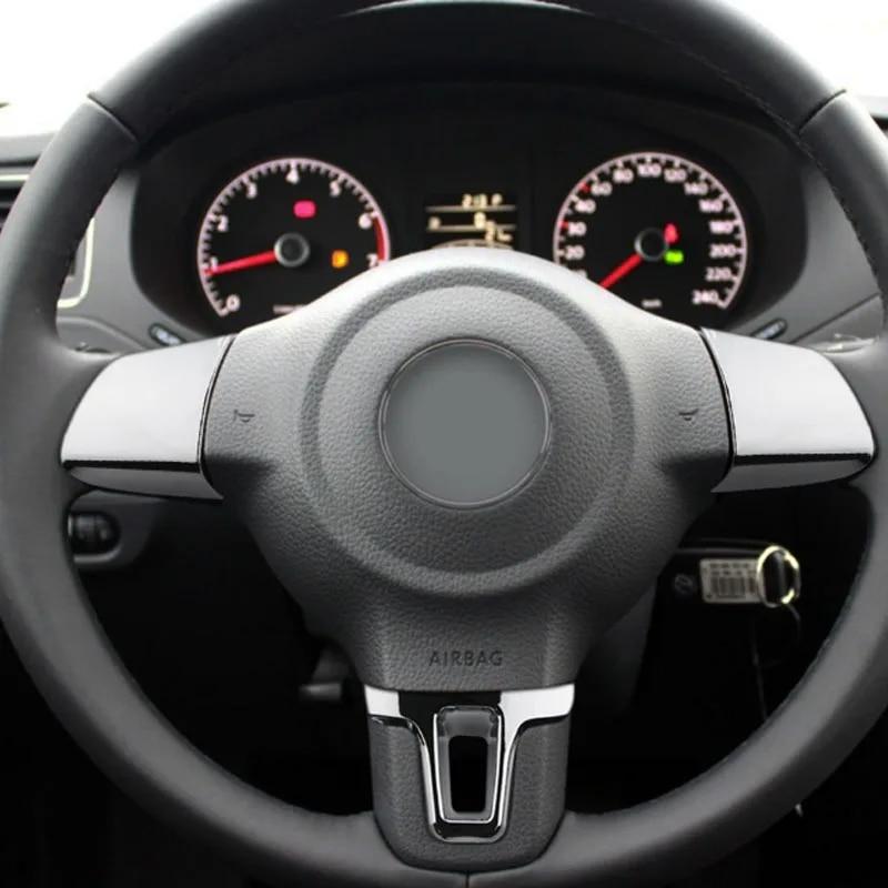 Passend für Volkswagen VW Tiguan 2010–2015, Touran, Passat 2011–2015, ABS-Chrom-Lenkrad, glänzende Abdeckung, Auto-Innenaufkleber