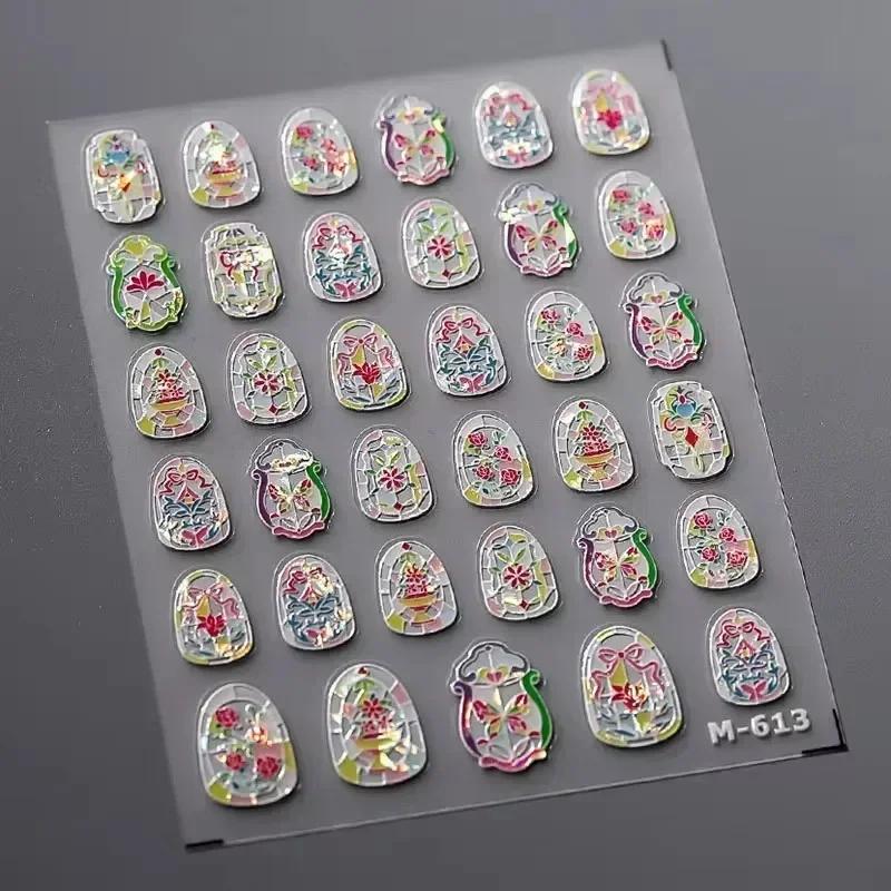 1 PCS 5D Glitter Light Pink Begonia Flower Nail Art Sticker Exquisite Design High Quality Decorative Decal Nail Sticker