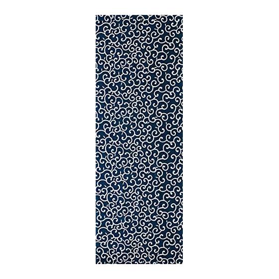 Sen no Anbo Tenugui "Karakusa Navy" Hand-dyed 100% Cotton Tokka, Made in Japan, 35cm x 100cm, Continuous Vine Pattern, Auspicious Pattern Spreading