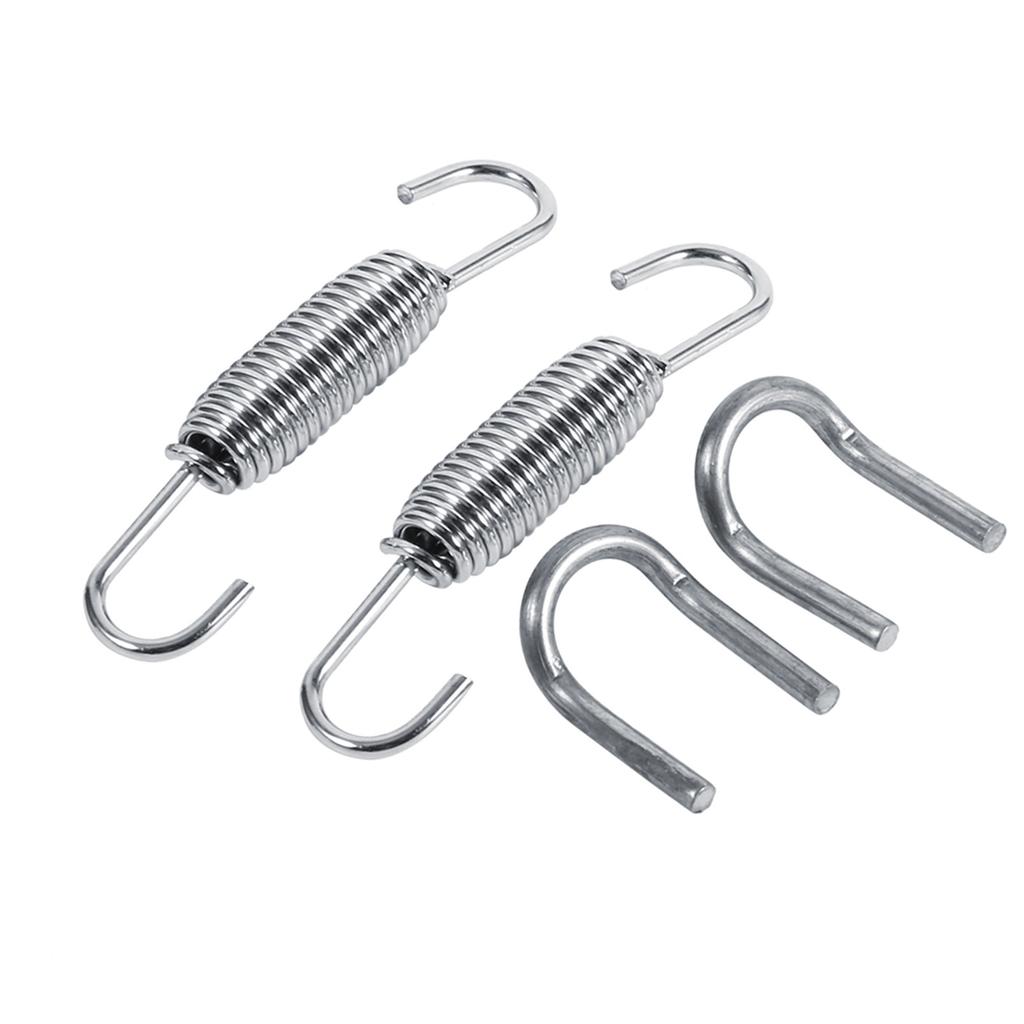 2x Motorcycle Exhaust System Fully Rotatable Mounting Springs Stainless Steel