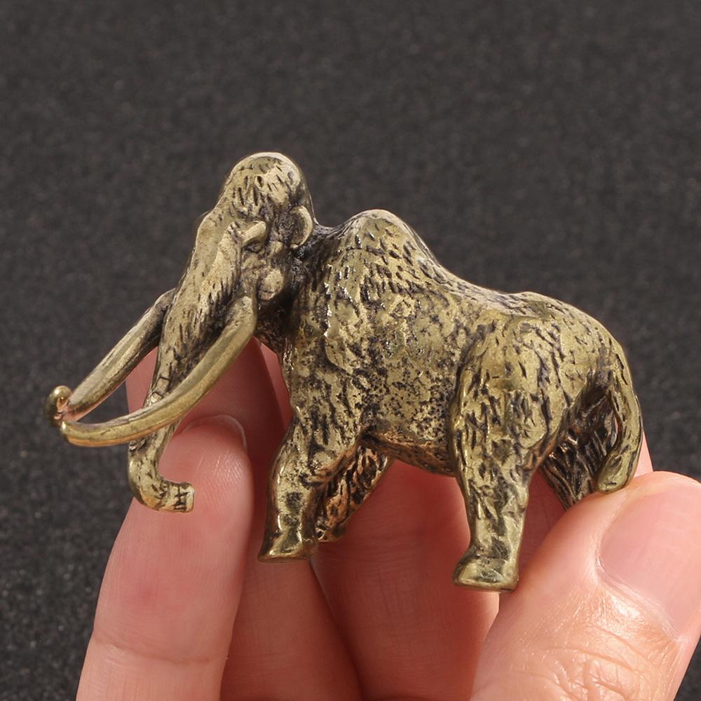 Brass Woolly Mammoth Figurines Extinct Animals Collectible Copper Sculpture Home Desktop Decoration Retro Style Ornaments