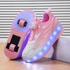 New LED Light up Roller Skates Kids Unisex Rechargeable Dual Wheel Detachable Teenager Entertainment Casual Inline Skates