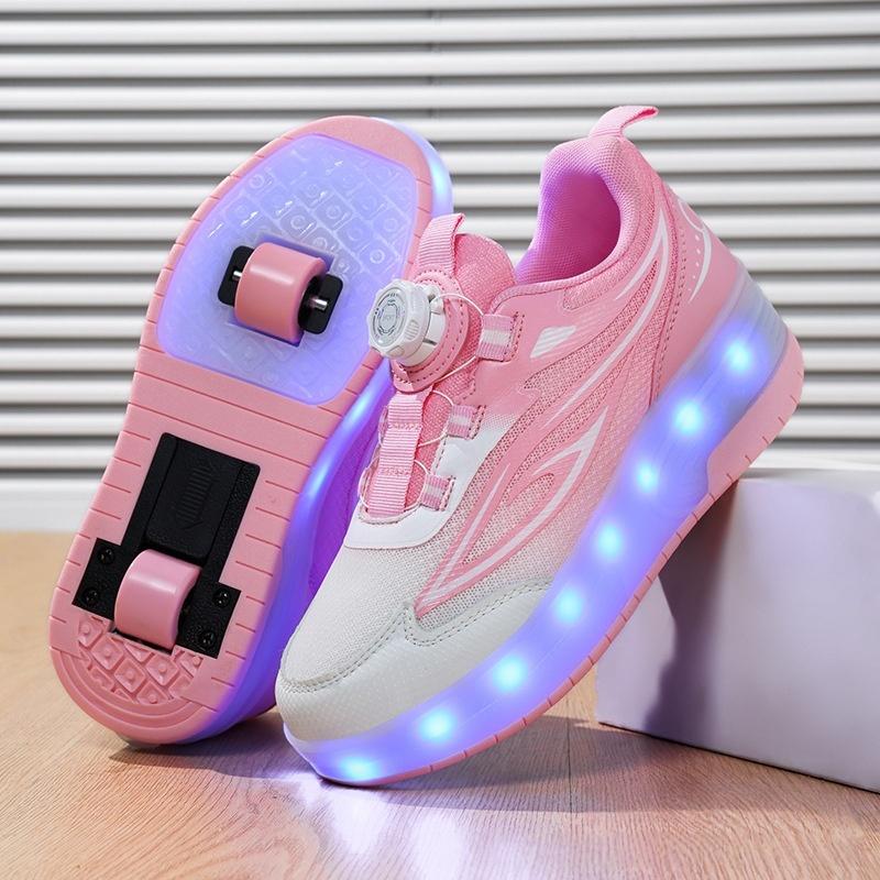 New LED Light Up Roller Skates Kids Unisex Rechargeable Dual Wheel Detachable Teenager Entertainment Casual Inline Skates