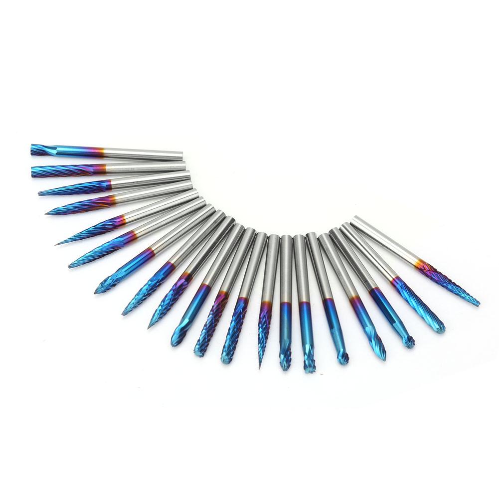 20 Pcs End Mill Tungsten Carbide Single Double Groove Rotate End Milling Cutter