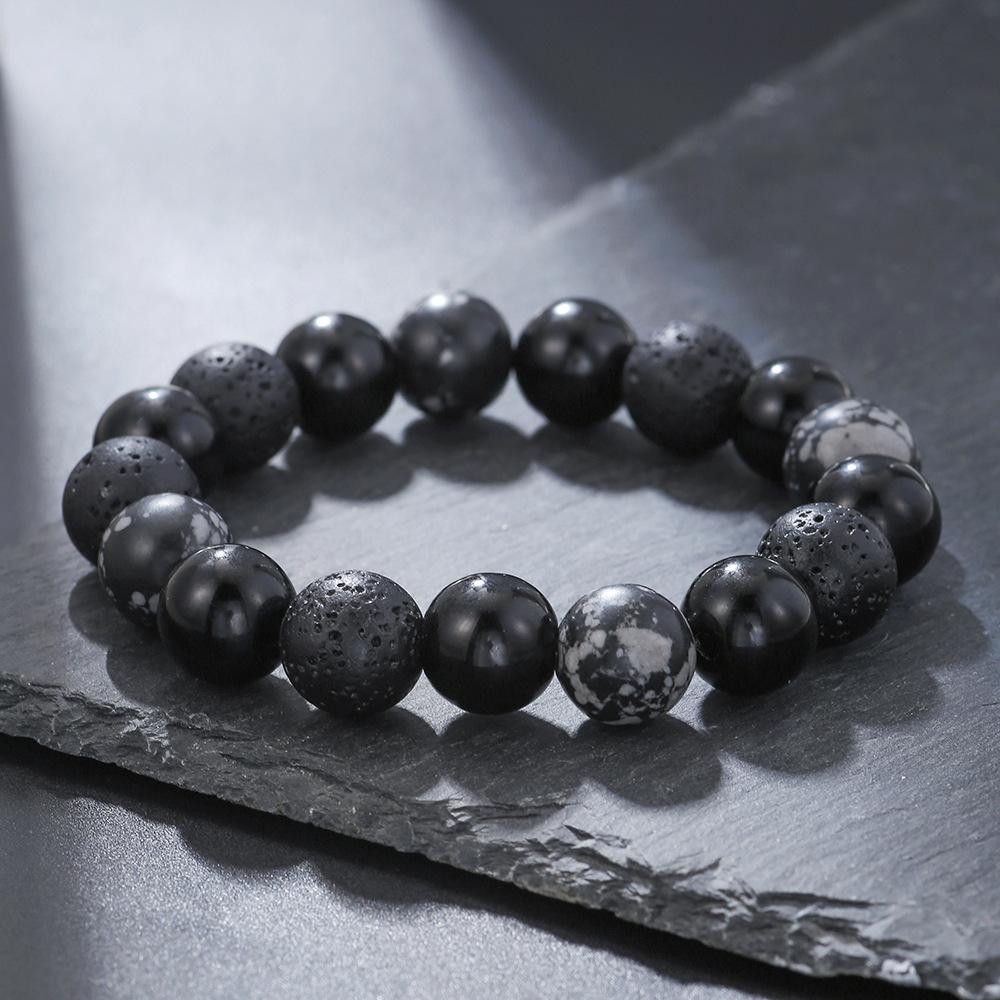 Volcano Stone Snowflake Stone Bead Bracelet Male Retro 12/10/8 Mm Elastic Bead Couple Bracelet