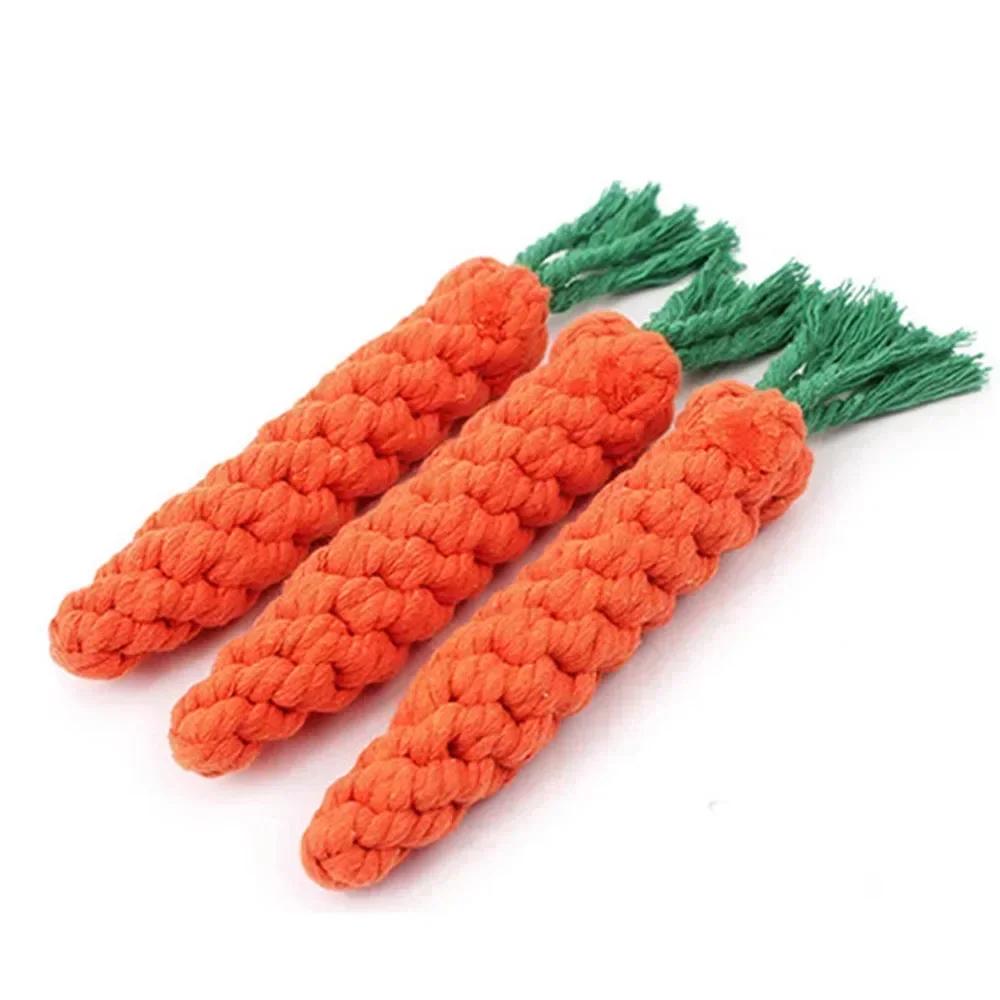 Carrot Shape Dog Toy,100%Cotton Rope Knot for Teething Relief, Safe Dental Cleaning & Indoor Play for Small Medium Dogs and Cats