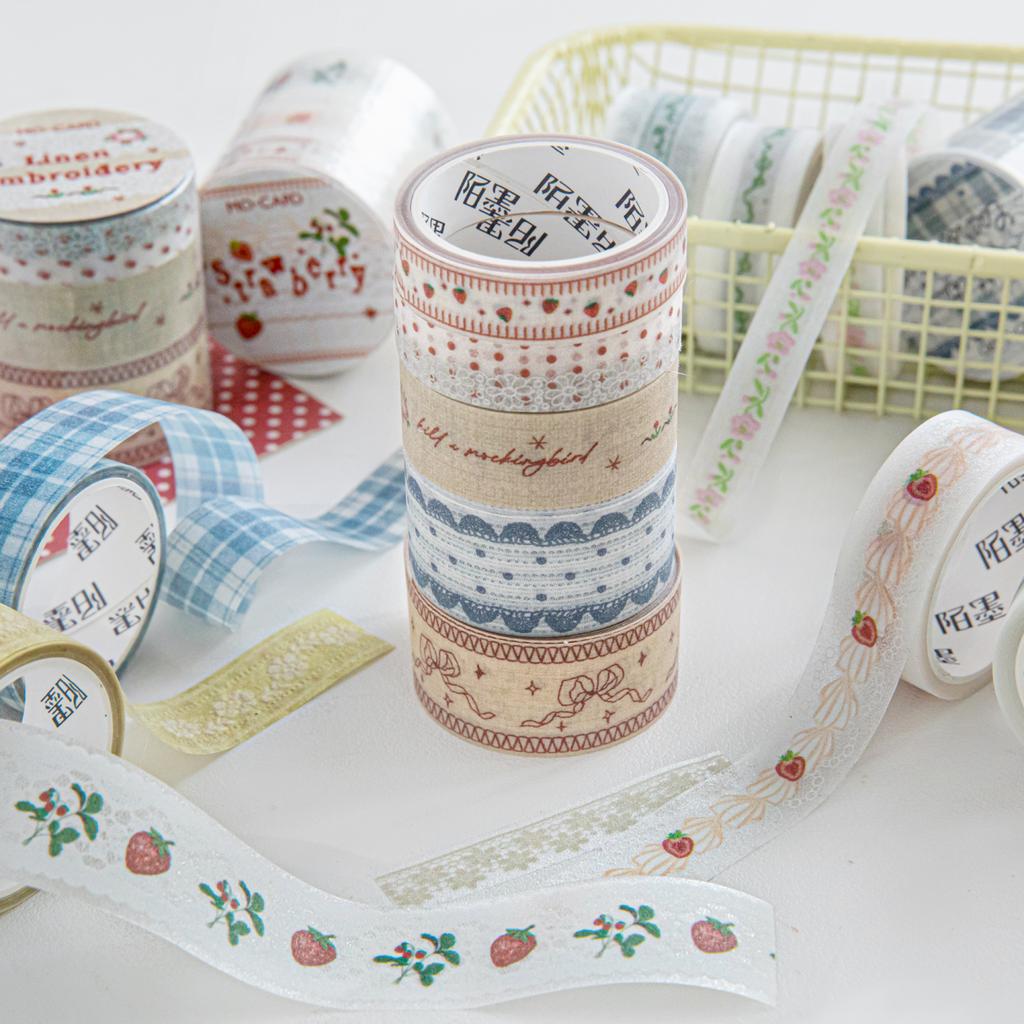 3 Rolls Handmade Lace Series Glitter Sand PET Tape Set For Scrapbooking DIY Journal Decoration Gift