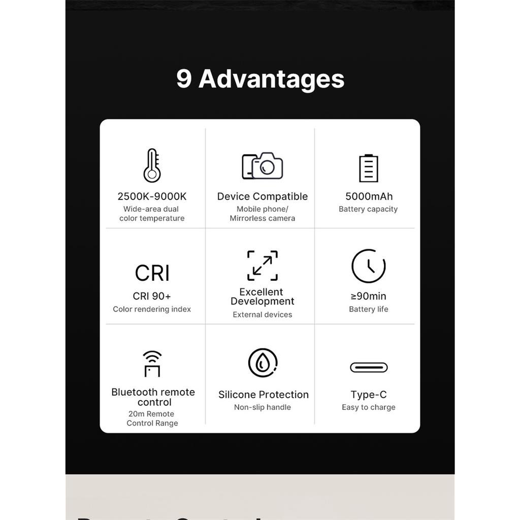 U-Rig Video LED Light Wireless Remote Smartphone Video Light 2 in 1 Ring Light Handheld Light with Bracket for DSLR
