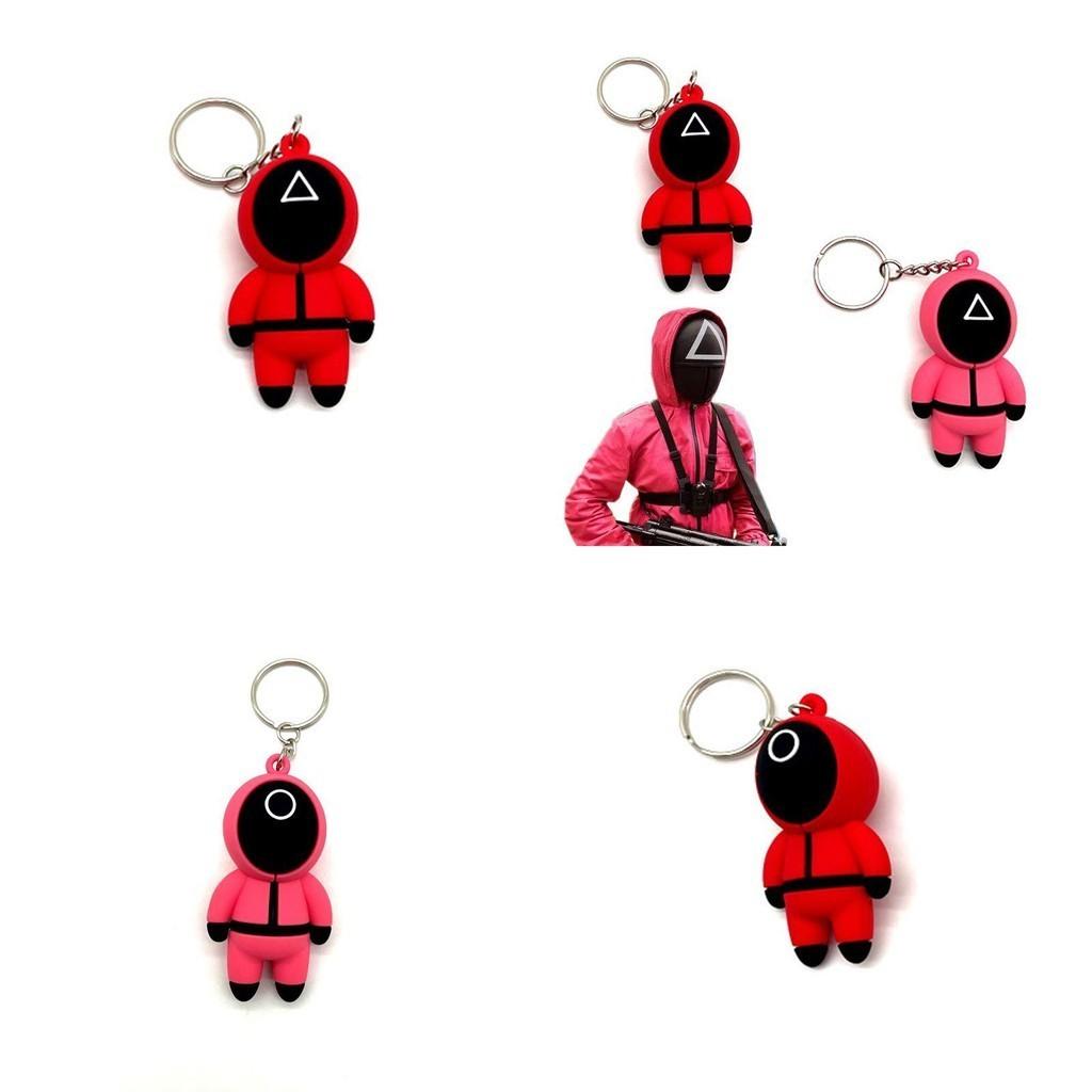 Stylish Squid Game Keychain Red Guard Staff Worker Figure Pendant For Fans