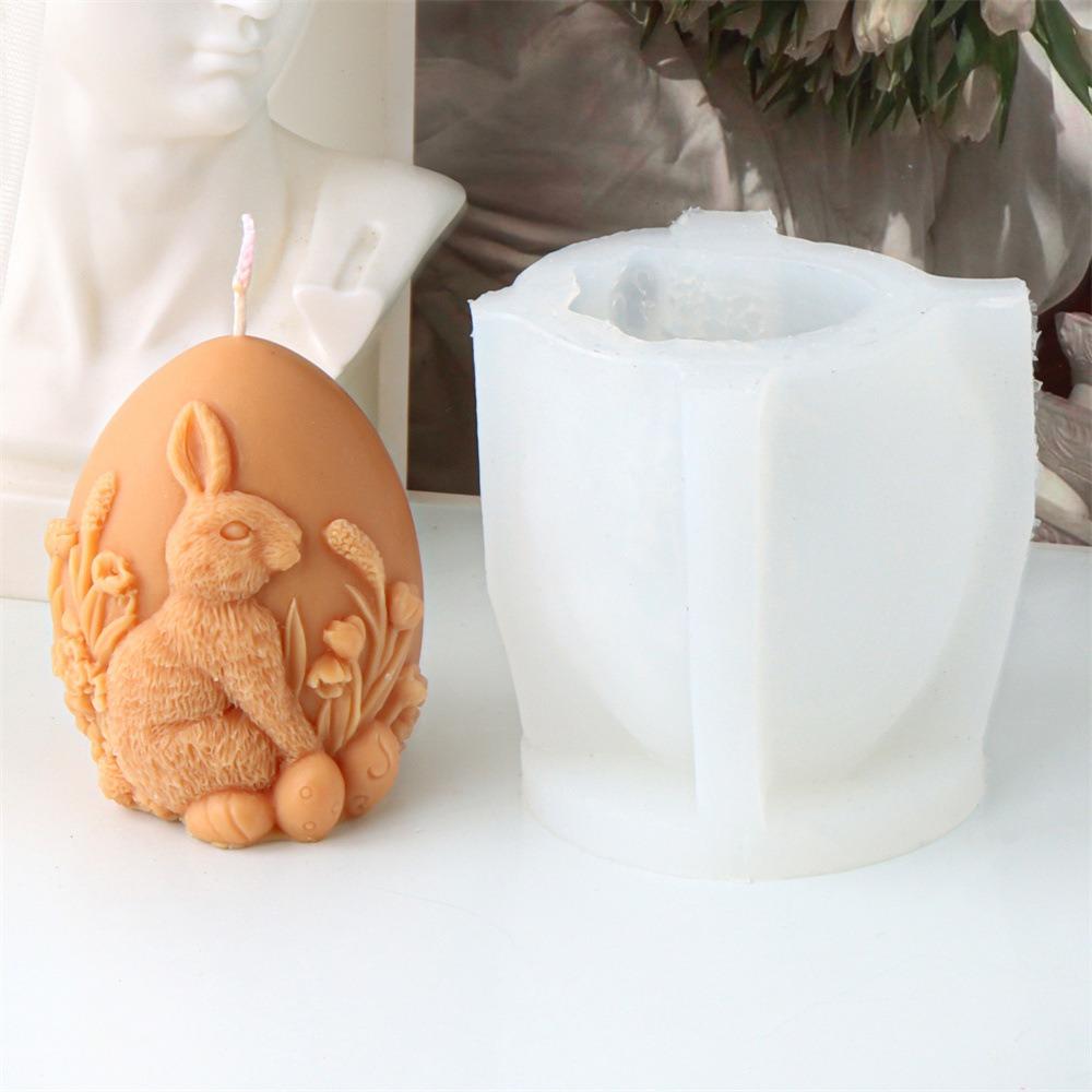Aromatherapy Egg Silicone Candle Molds DIY 3D Mold Bow Rabbit Silicone Mold  for Easter Party