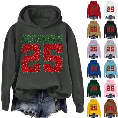 Damenmode Lässig Langarm Bedruckt Rundhals Kapuzenpullover Pullover Top