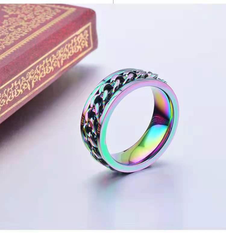 

Rotatable Engraved Chain Bottle Opener Titanium Steel Ring for Men Durable Stainless Steel Wine Opener Ring 13 різнокольоровий