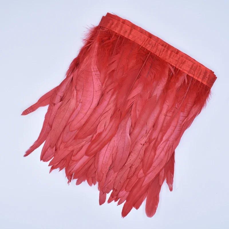 2Meters Rooster Feathers on Tape Trim Tassel Fringe Ribbon White Black Cock Pheasant Chicken Feather Costume Clothing Decoration
