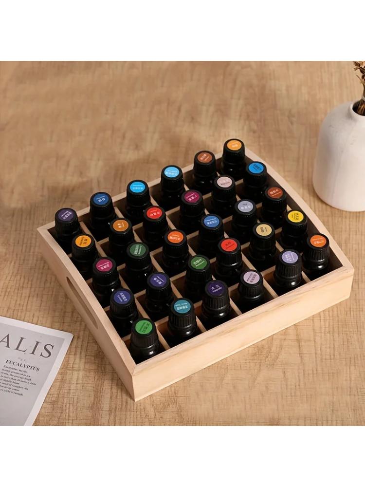 30-Cell Essential Oil Storage Box Portable High-End Small Wooden Pine Box for Portable Organization And Storage