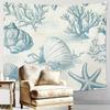1 piece ocean style tapestry with shells, starfish and coral reefs polyester fabric, suitable for bedroom living room decoration