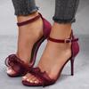 Fashion Large Size Low Sandals Woman Leather Big Low-heeled Rome Slides Hoof Heels PU Fabric Low Sandals Woman Leather Large Size Low-
