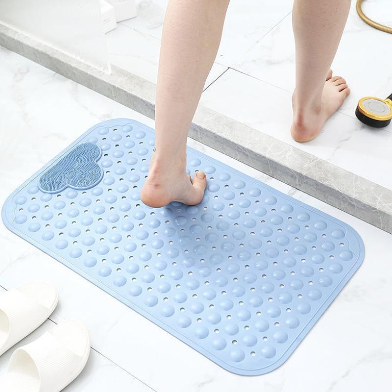 1pc PVC Non-slip Shower Mat with Suction Cups & Drain Holes, Massage Shower Rug Bathroom Mat Bathtub Mat Bath Rugs