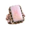 Natural Pink Opal Gemstone Two Tone 925 Sterling Silver Jewelry Ring Size 6 Z0n36