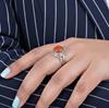 Red Carnelian Round Statement Ring, 925 Sterling Silver, Handmade Bohemian Ring for Women