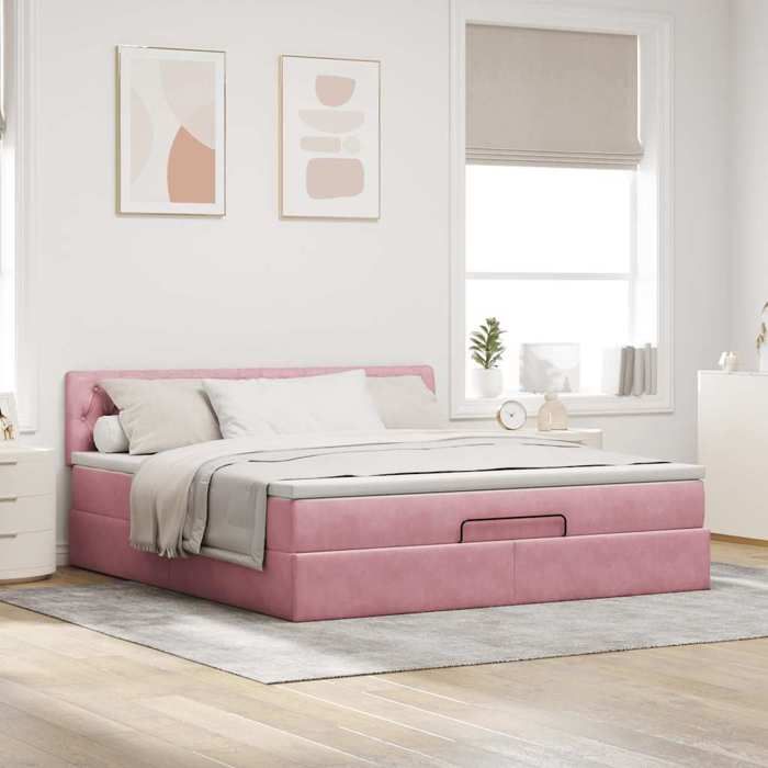 Maison Exclusive - Lit ottoman avec matelas et LED Rose 180x200 cm velours