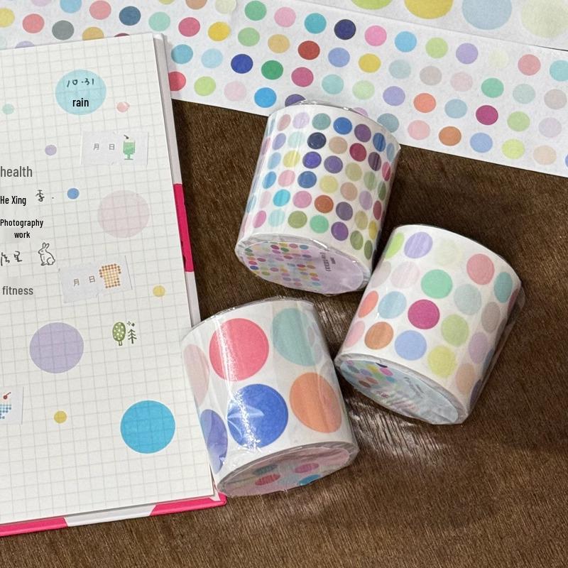 CaiCaiXuanXuan Multi-Color Washi Tape: Mini Polka Dot Die-Cut, Writable Adhesive for Journals