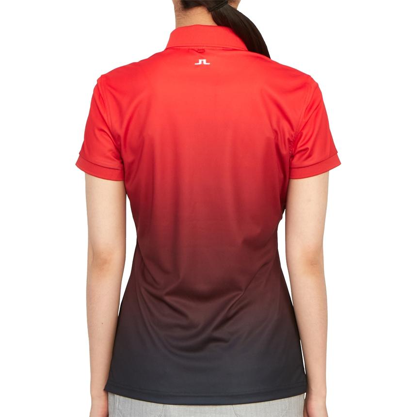 J.LINDEBERG Tour Tech Print Polo Gradient Logo Short Sleeve Polo Women Tops Red GWJT08086-G136