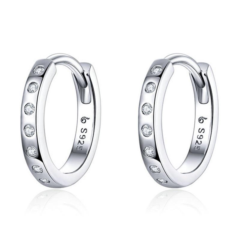 BAMOER Gold Hoop Earrings for Women 925 Silver Minimalist Simple Circle Earing Real Silver Korean Fashion Jewelry