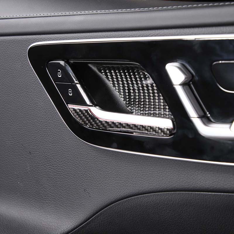 Soft Carbon Fiber Car Inner Door Handle Decorative Strip Trim Sticker For Mercedes Benz C-Class W206 2022-2024 Car Accessories