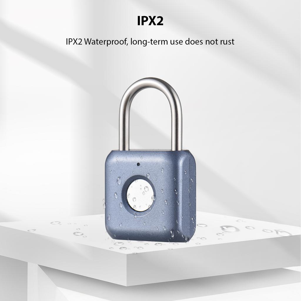 Fingerprint Padlock Multifunctional Smart Fingerprint Padlock No Password Security IPX2 Waterproof Rust Resistant