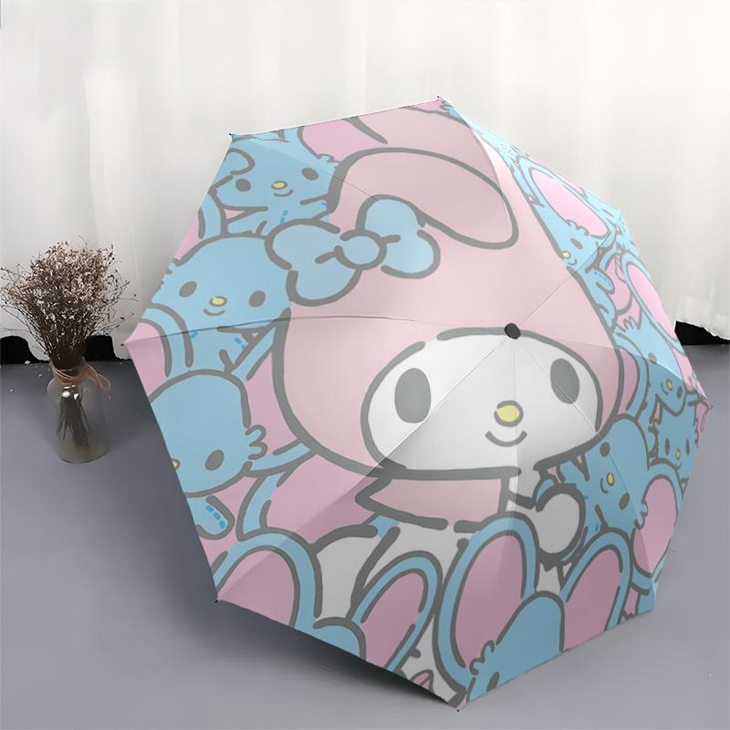 1pc My Melody Automatic Folding Umbrella - Portable 3-Fold Design with Iron Frame, Perfect for Fans, Travelers, and Daily Use.Q070