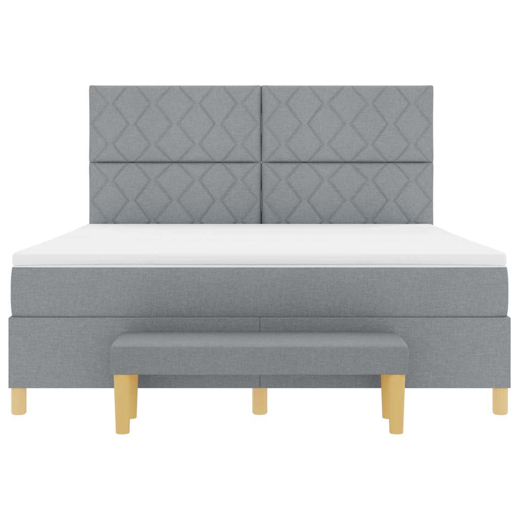 Box Spring Bed with Headboard Light Gray 200 x 180 cm Fabric