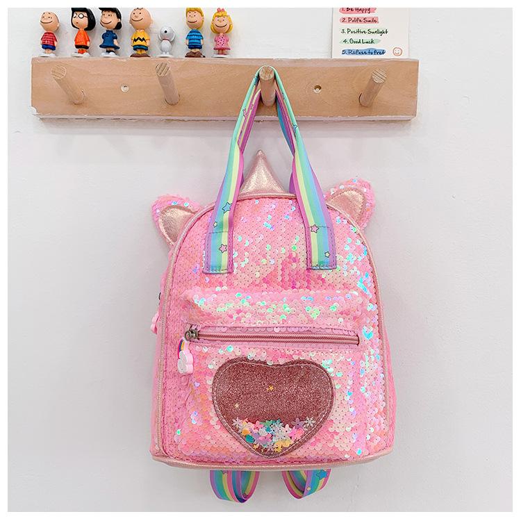 

Школьный рюкзак Единорог Большой вместимости Рюкзак с пайетками Милый школьный рюкзак для девочки Девочка Маленькая принцесса Симфонический школьный рюкзак розовый