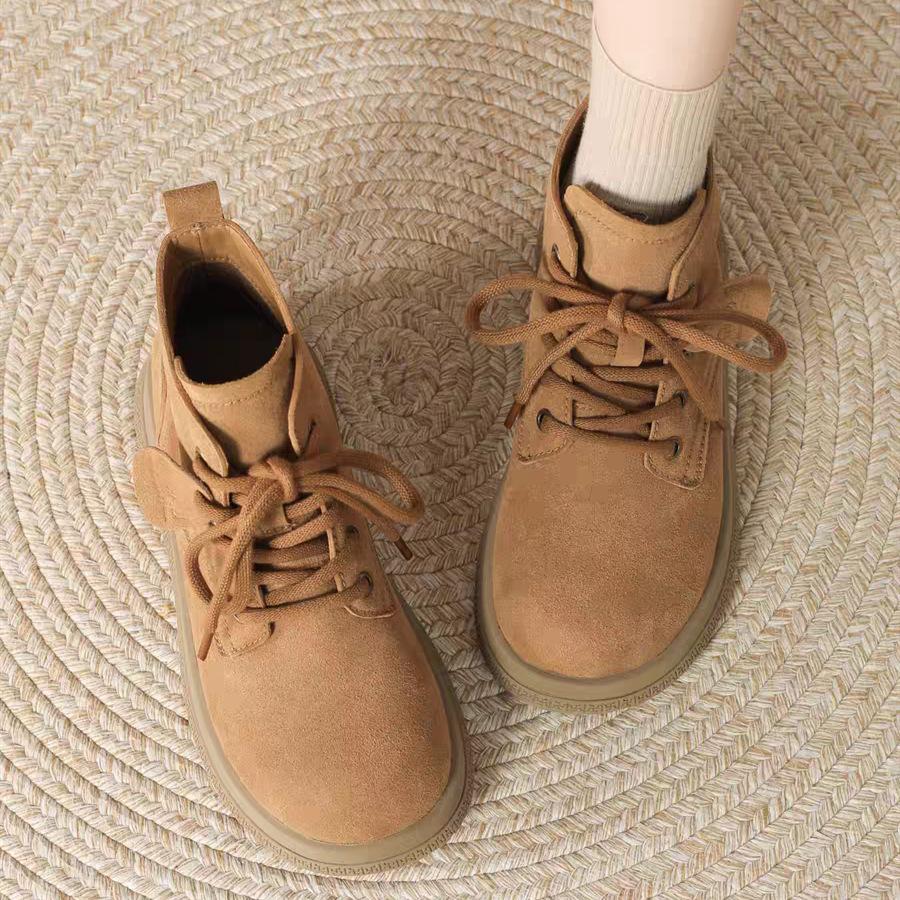 Retro style short boots women's autumn new thick-soled versatile lace-up thin Martin boots women's boots