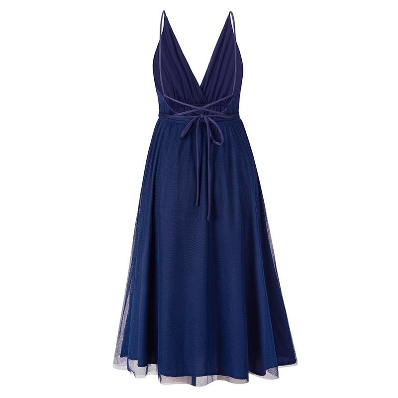 

Женское платье на бретелях, сетчатая юбка, мини-платье, женское платье с вырезом, v-образным вырезом, без рукавов, с открытой спиной, бандажное струящееся вечернее платье M синий