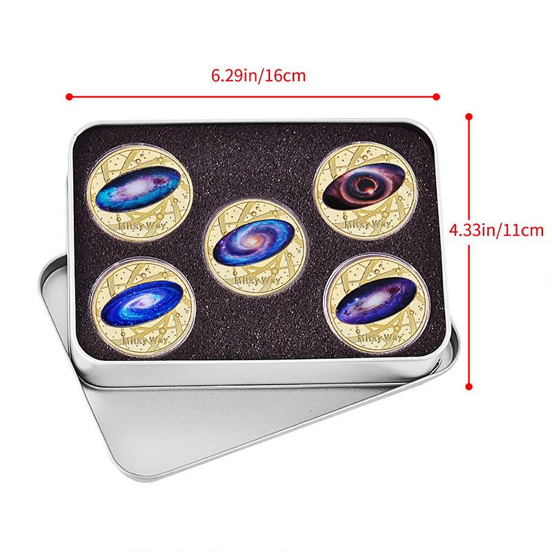 Five Commemorative Coins of the Milky Way Galaxy, Gold-plated and Silver Plated Commemorative Medals, Collecting Commemorative Gifts for Enthusiasts