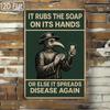 1PC Tin Sign Soap Disease Prevention - Humorous Vintage Restroom/Office/Bathroom Decor, 8x12 Inches / 20x30 Cm