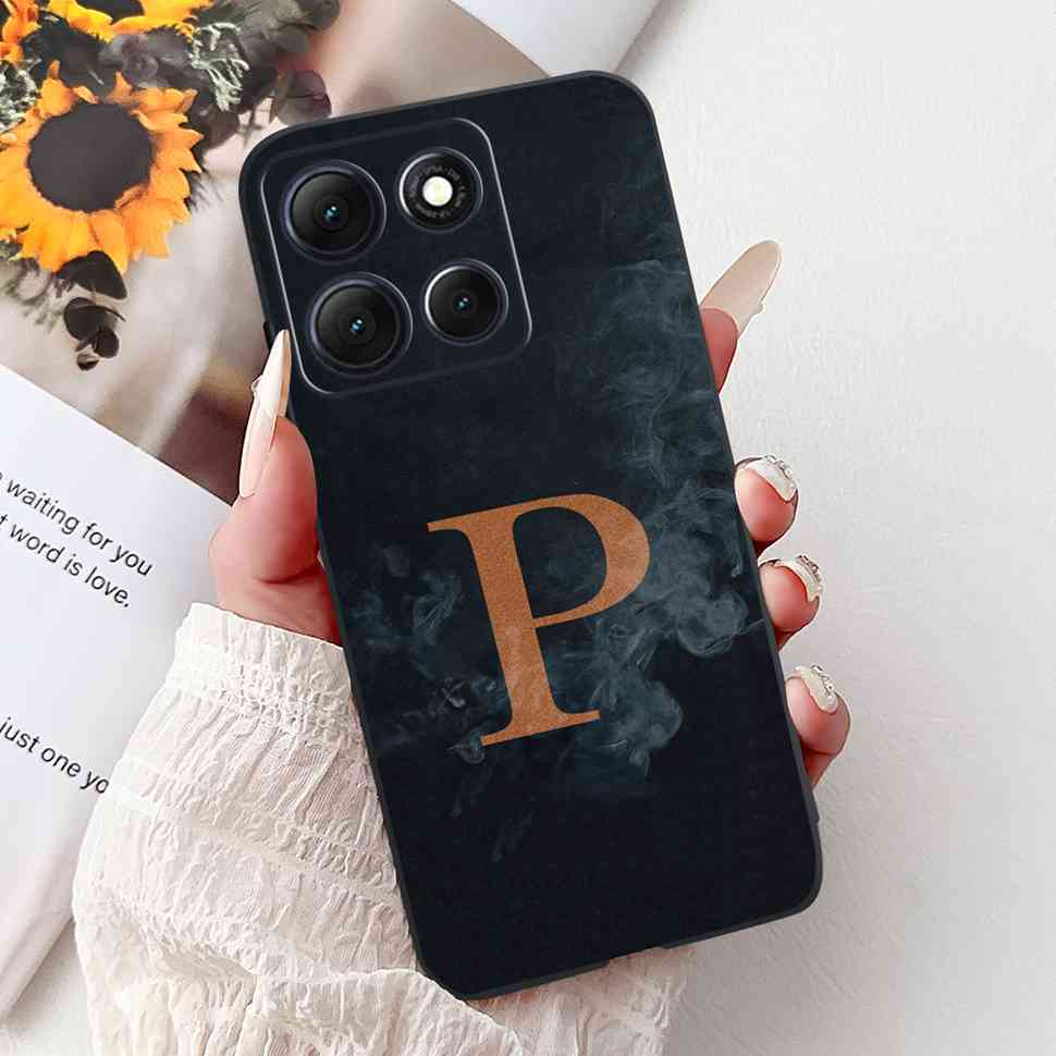 Hot For Motorola Moto G86 5G Case Crown Letters A-Z Soft Silicone Black TPU Cover For MOTO G86 XT2527-2 6.67" Protective Shell