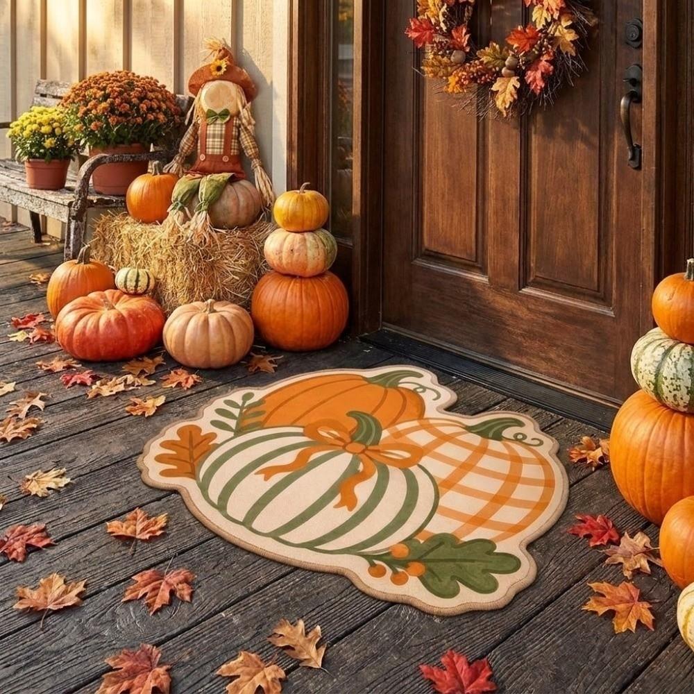 Skin-Friendly Pumpkin Door Mat Soft Dirt Trapping Mat Easy To Maintain Entrance Door Mat  Indoor