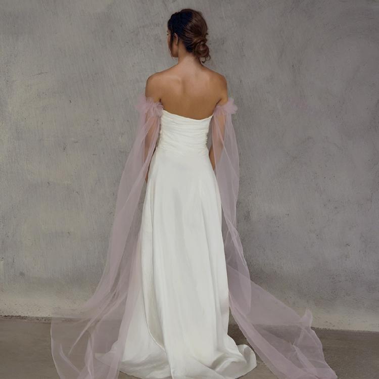Flowy Tulle Bride Sleeve Covers Elasticated Wristband Seamless Integration For Evening Gowns And Photo Props