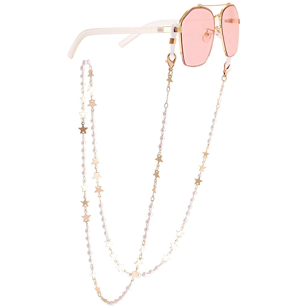 Mask hanging chain glasses chain pearl pentagram disc mask chain peach heart metal glasses chain spot