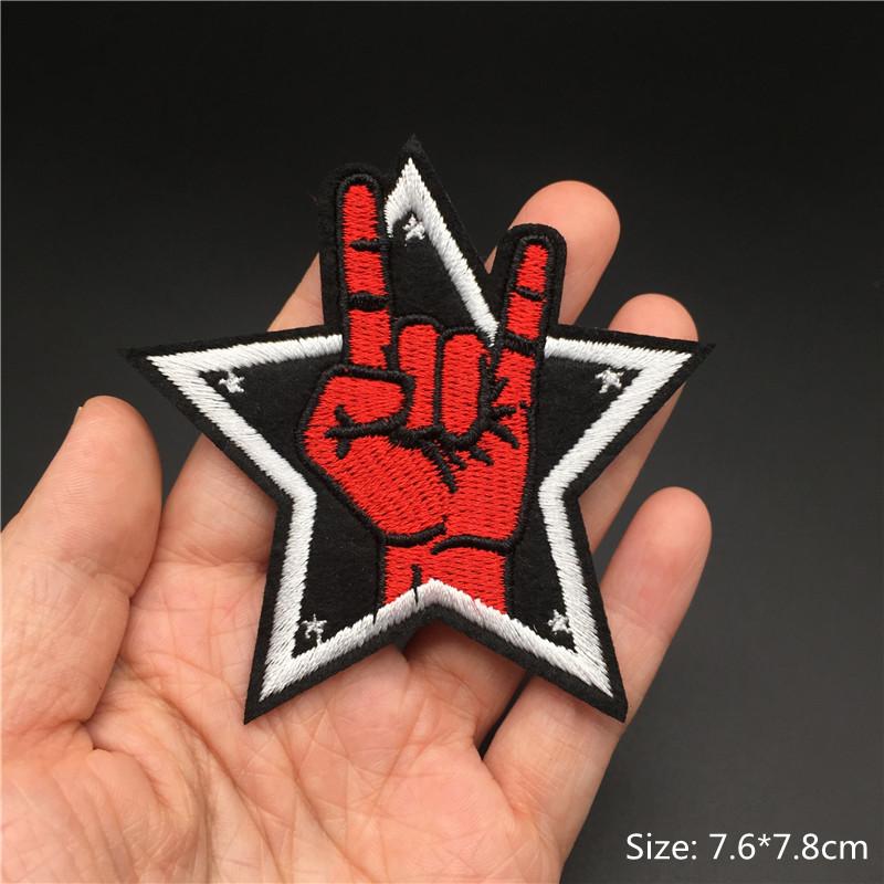Flame Guitar Rock Embroidered Patches On Clothes Music Disco Headset Dj Punk Stripes Iron On Patches For Clothing Diy Appliques