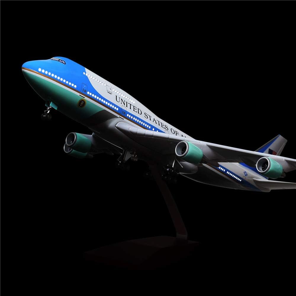 For Air Force One Plane B747 Model Planes Kits Display Diecast Airplane for Adults with LED Light(Touch or Sound Control)
