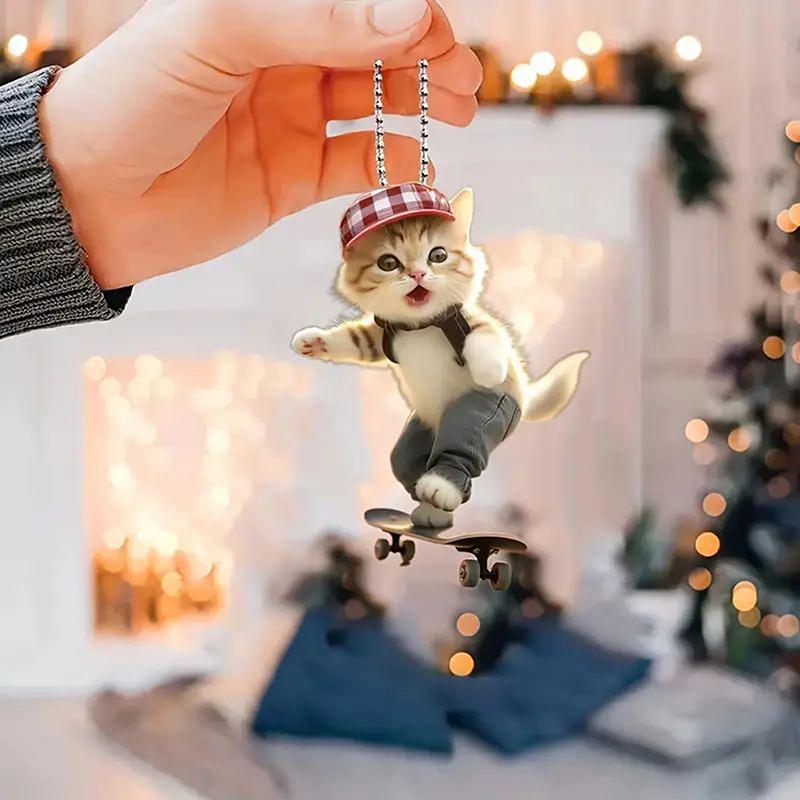 

Креативний акриловий плоский 2D Cool Скейтбординговий кіт Підвіска Авто інтер єр Автомобільна підвіска Інтер єр дзеркал заднього виду Орнамент Автомобільний декор