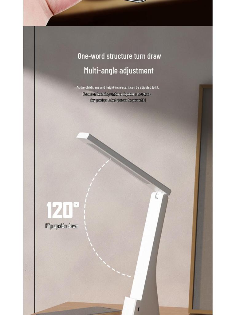 Foldable LED Desk Lamp, Plug-in & Rechargeable, Eye Protection for Kids' Reading & Writing