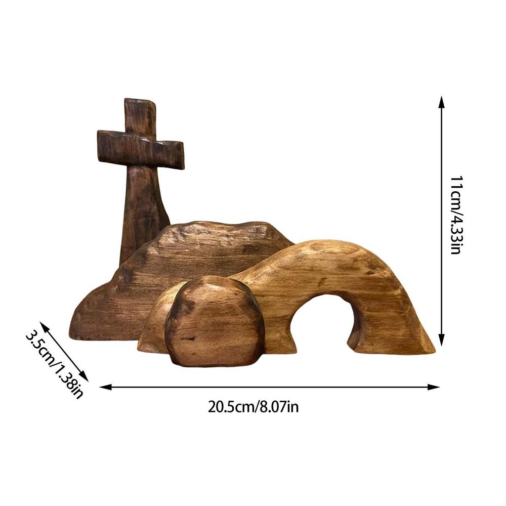 

Easter Resurrection Scene Set Crucifix Figurine Decoration Christian Home Wall Table Decoration Wooden CrossEmpty Tomb Statue жовтий