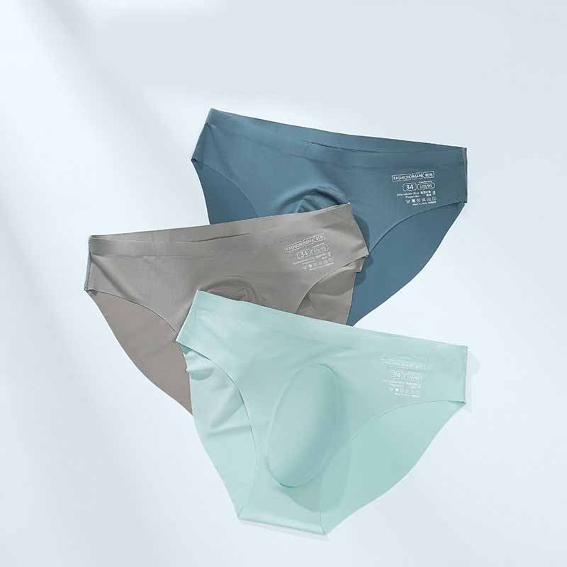 Ice Silk Men's Briefs One-piece Seamless Man Triangle Underpants Traceless Quick-dry Sexy Underwear Men Shorts