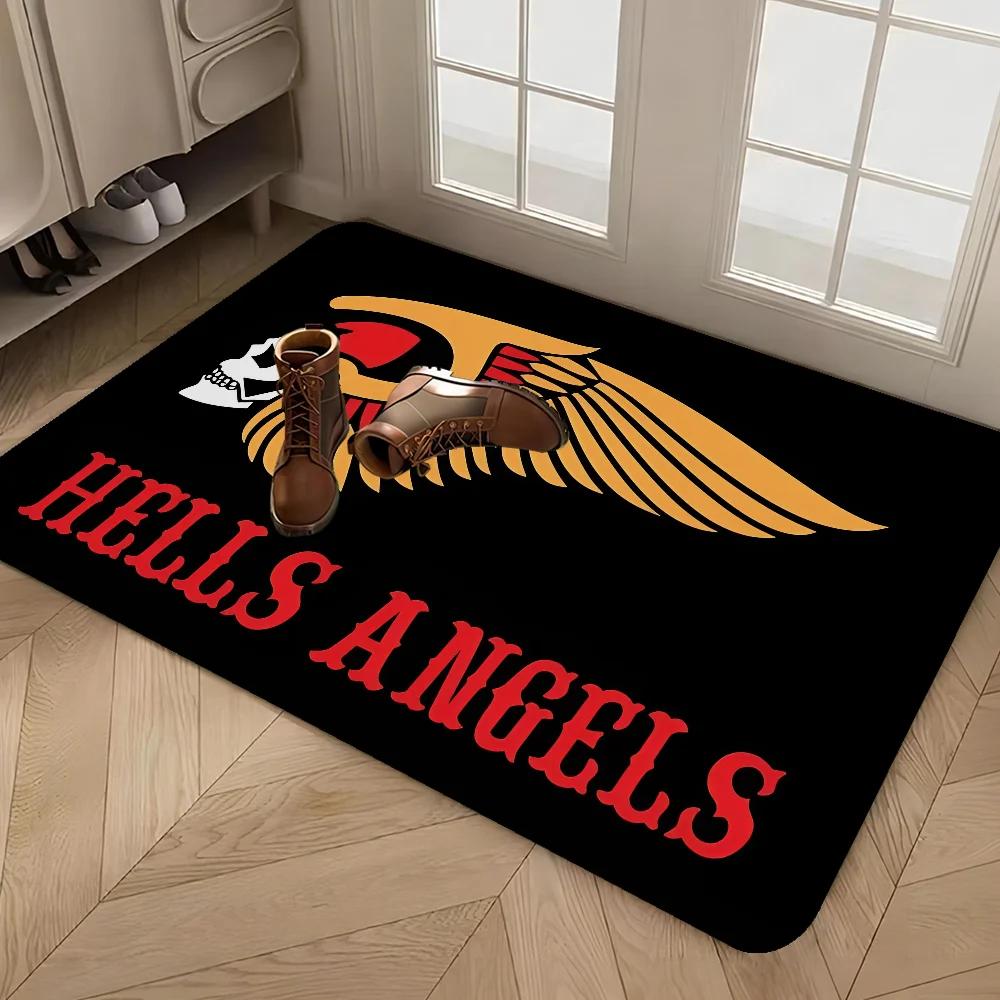 Hell Angels Vintage Motorcycle Doormat Non Slip Bathroom Toilet Mats Bedroom Rug Nordic Home Decor